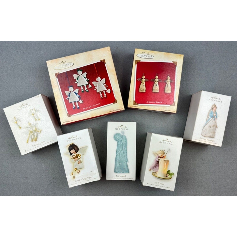 NIB! Hallmark Keepsake Lot of 7 Angel Ornaments Hope Joy & Love 2002-2010